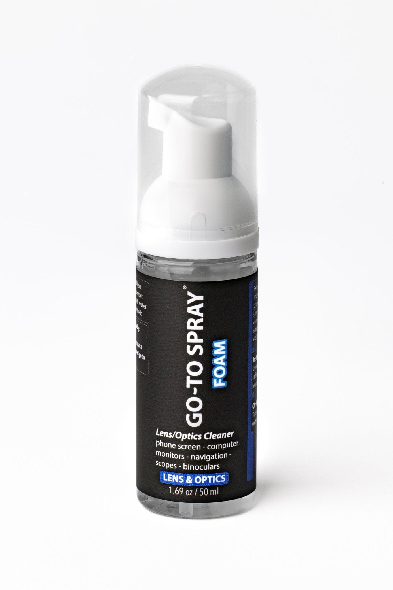 Go-To-Spray Sunglass & Eyeglass Cleaner bottle, compact and easy-to-use design, perfect for on-the-go cleaning of glasses.