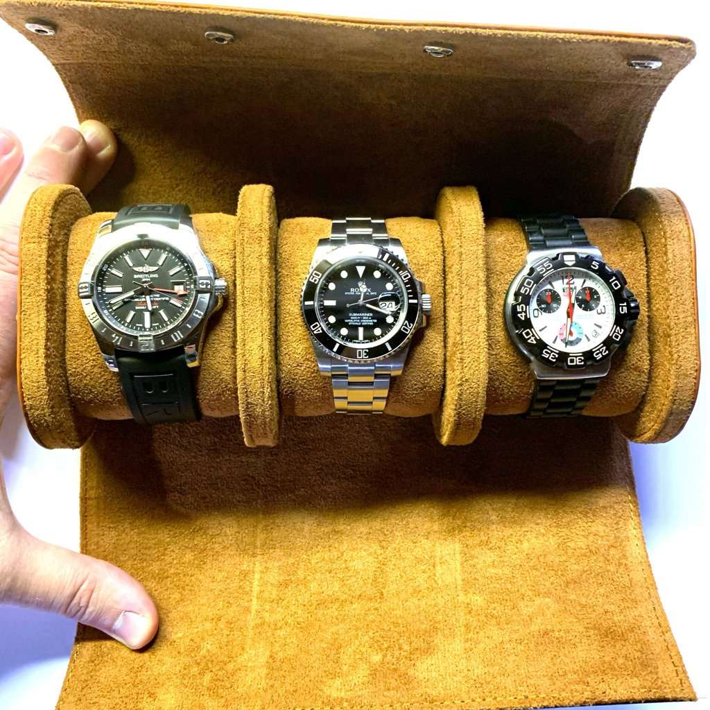Genuine Leather Watch Roll - 3 Size - WristClean